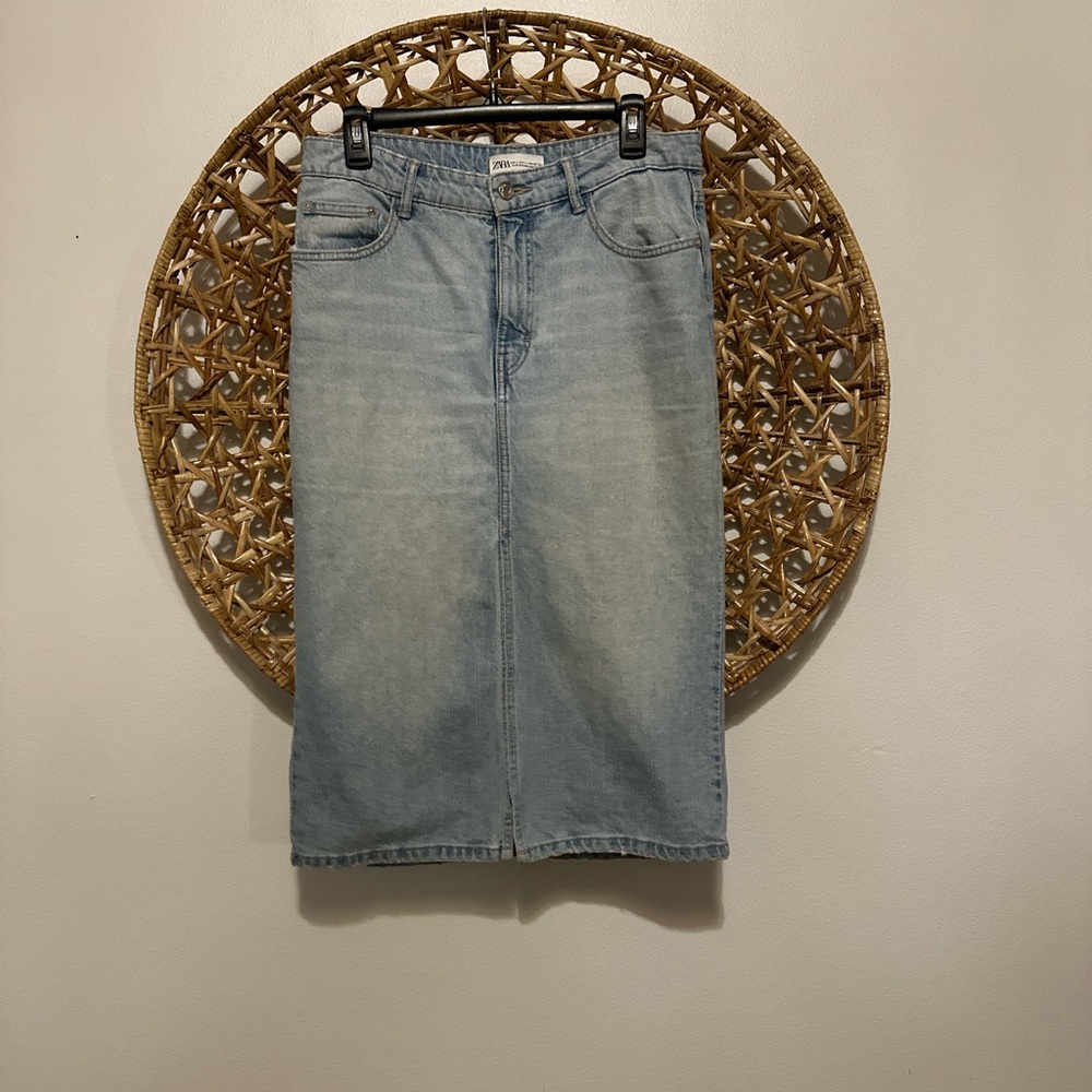 Zara midi denim skirt